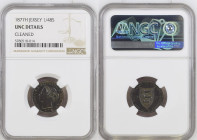JERSEY. 1/48 Shilling 1877 H, VICTORIA, bronze, NGC UNC Details