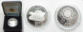 KAZAKHSTAN. 500 Tenge 2004, 100th Anniversary of Railways,  silver ,Proof