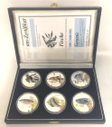 NORTH KOREA. Set 6 x 500 Won 1996 FISHES, silver, 1 oz COLORED Proof