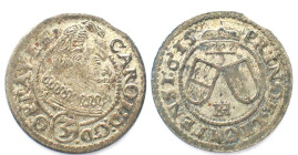 LIECHTENSTEIN. 3 Kreuzer 1615, Troppau mint, KARL, silver, AU!
