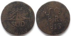 MEXICO. War of Independence. Insurgent. OAXACA. 8 Reales 1813, SUD, under General Morelos, copper, VF