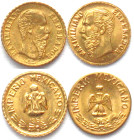 MEXICO. 2 different Fantasy Gold Peso 1865, Maximilian, 1mm, UNC, scarce!