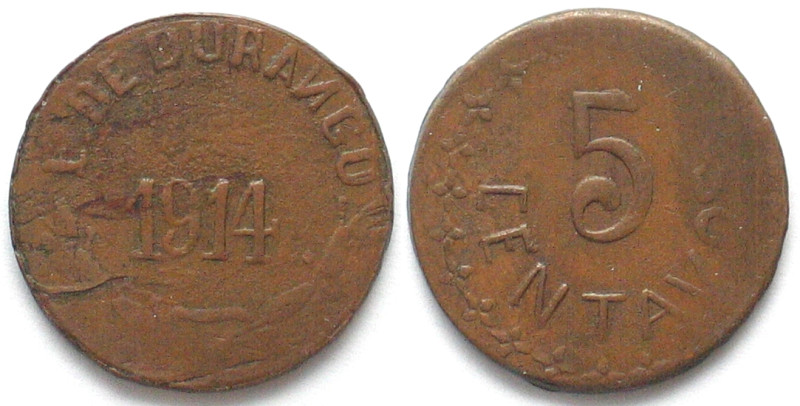 MEXICO. Revolutionary, Durango, 5 Centavos 1914, copper, VF+, very rare!

KM #...