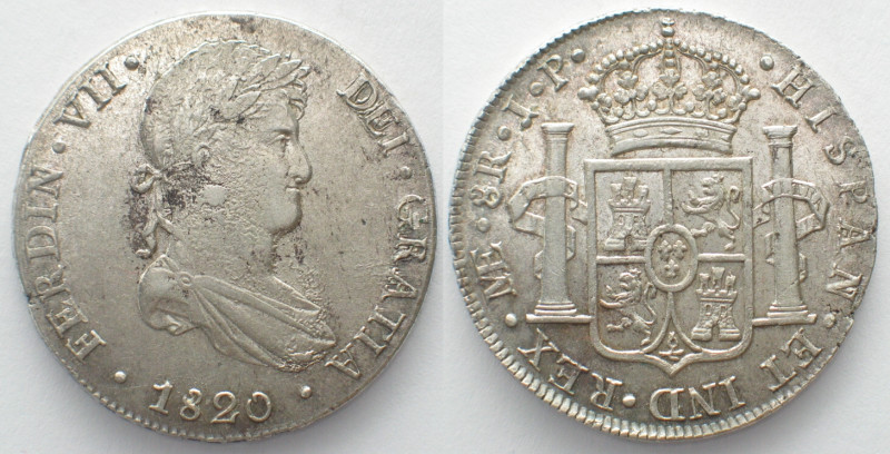 PERU. 8 Reales 1821 LIMAE JP, FERNANDO VII, silver, AU/UNC-!

KM # 117.1