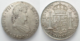 PERU. 8 Reales 1821 LIMAE JP, FERNANDO VII, silver, AU/UNC-!