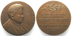 ROMANIA. Medal 1961, George Enescu, bronze, 60mm, AU