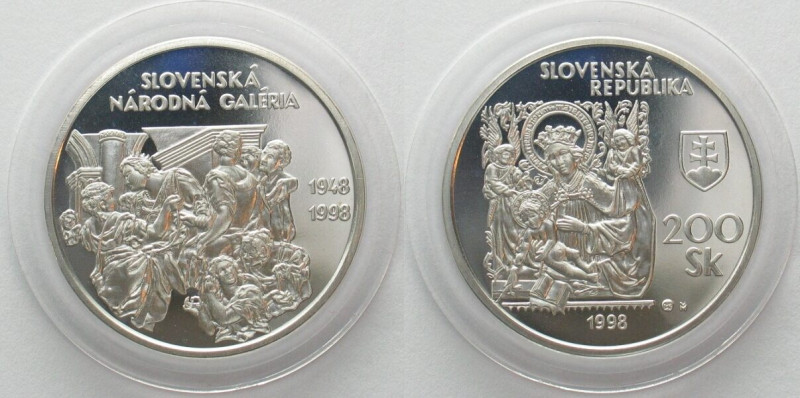 SLOVAKIA. 200 Korun 1998, NATIONAL GALLERY, silver, Proof, SCARCE!

KM # 41