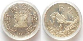 SOUTH AFRICA. 2 Rand 1997, Knysna Seahorse, Endangered Wildlife, silver, Proof