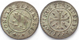 BERN. 1/2 Kreuzer 1774, billon, UNC, rare variety!