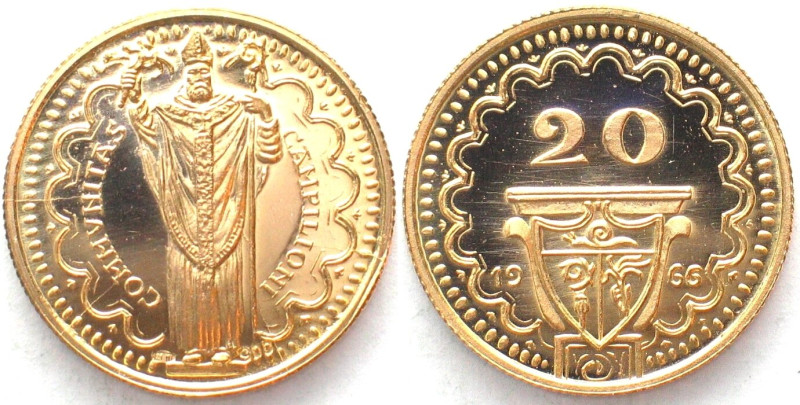 CAMPIONE D'ITALIA, Casino, 20 Francs 1966, gold, Proof 

KM X#1. Gold, weight:...