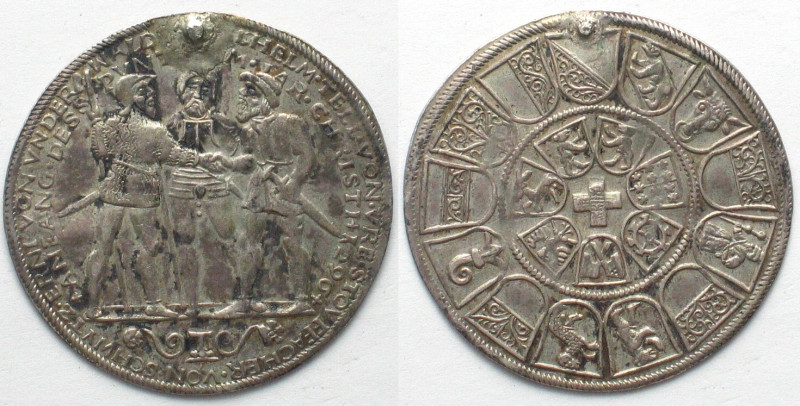 ZÜRICH. Halber Bundestaler v. Stampfer o.J. (1550-1560) auf den Rütlischwur. Gep...