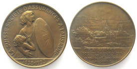 LAUSANNE.  LA SUISSE SOCIETE D´ASSURANCES A LAUSANNE. Medaille 1933 v. Dulin, Bronze, 70mm