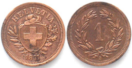 EIDGENOSSENSCHAFT. Rappen 1877, Bronze
