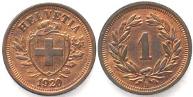 EIDGENOSSENSCHAFT. Rappen 1920, Bronze