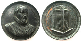 COLUMBUS / MASONIC TEMPLE CHICAGO 1890. High relief medal, bronze, 69mm, AU