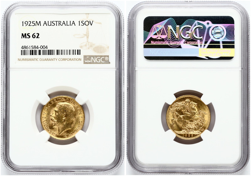 Australia. George V (1910-1936). Sovereign 1925 M, Melbourne mint. Gold 7.98g. K...