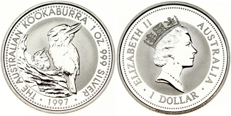 Australia 1 Dollar 1997 Australian Kookaburra. Elizabeth II (1952-2022). Silver ...