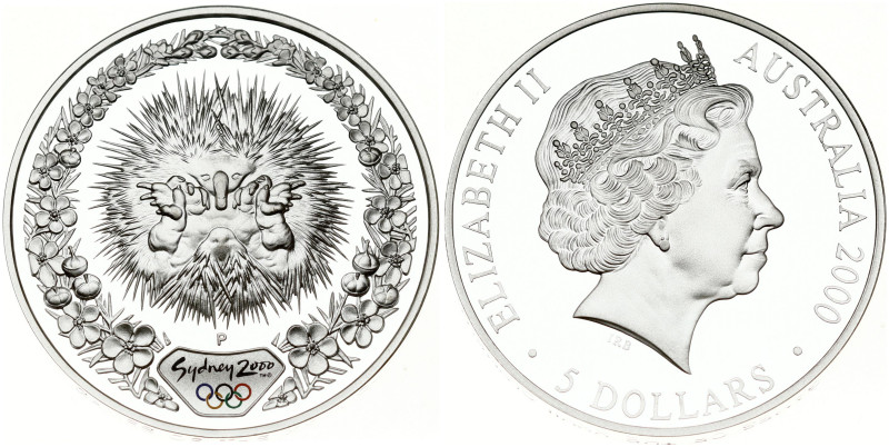 Australia 5 Dollars 2000 Summer Olympics Sydney Echidna & Tea Tree. Elizabeth II...