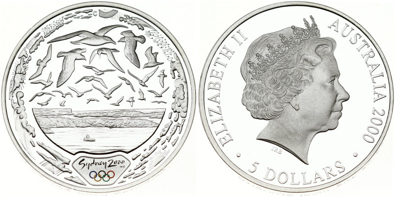 Australia 5 Dollars 2000 Summer Olympics Sydney Harbour of Life (Air). Elizabeth...