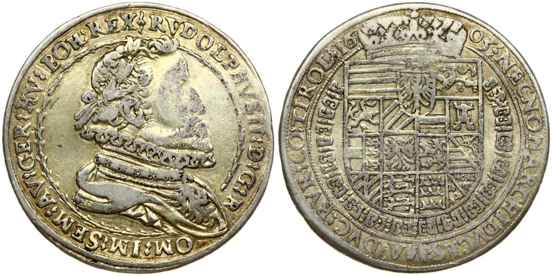 Holy Roman Empire, Tyrol. Rudolf II (1576-1612). 1/2 Taler 1603 Hall. Silver, gi...