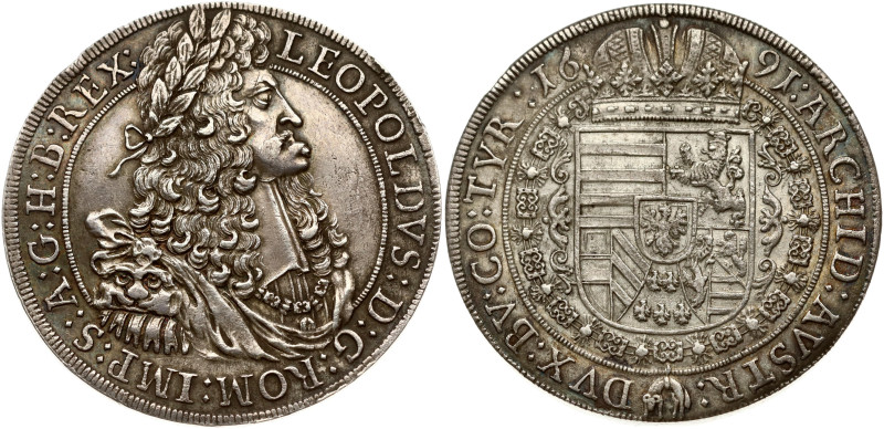 Holy Roman Empire, Tyrol. Leopold I (1657-1705). Taler 1691 Hall. Silver 27.49g....