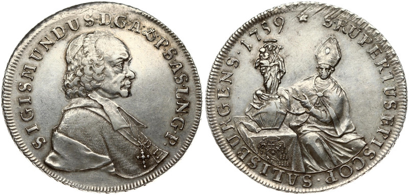 Holy Roman Empire, Salzburg. Sigismund von Schrattenbach (1753-1771). Taler 1759...