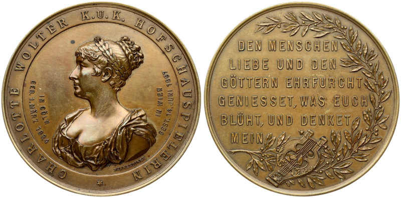 Austria. Medal 1897 in memory of actress Charlotte Wolter (1834-1897). By J. Sch...