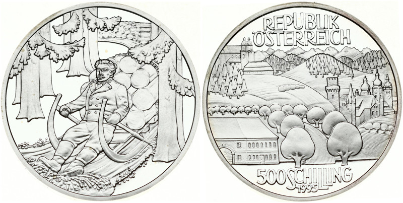 Austria. 500 Schilling 1995 Alpine foothills. Silver .925 24g. KM-3029