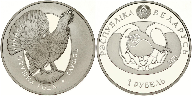 Belarus. 1 Rouble 2020 Capercaillie (Глухарь). Series Bird of the Year (ПТУШКА Г...