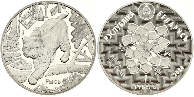 Belarus. 1 Rouble 2020 Lynx - Reserve Sinsha (Рысь-Заказник Синьша). Copper-nick...