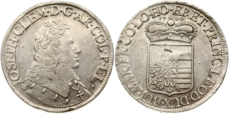 Belgium, Liege. Joseph Clement (1694-1723). Patagon 1700. Silver 27.81 g. Dav. 4...