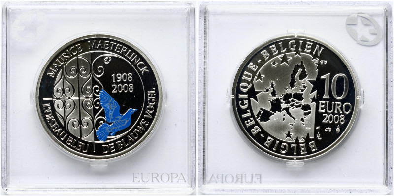 Belgium 10 Euro 2008 100th Anniversary of Maurice Maeterlinck's play 'L'oiseau b...