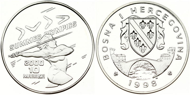Bosnia and Herzegovina 10 Maraka 1998 Sydney 2000 - 27th Summer Olympics. Obvers...