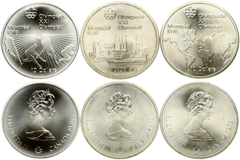 Canada 10 Dollars 1976 Montreal Olympics.	Elizabeth II (1952-). Montreal Skyline...