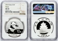 China 10 Yuan 2014 Panda NGC MS 70 TOP POP