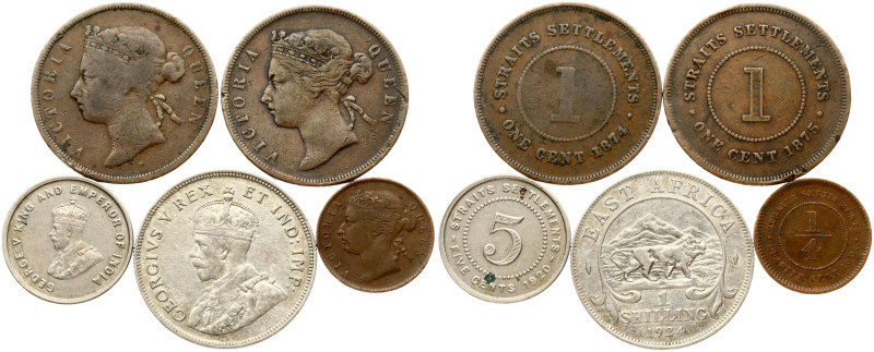 East Africa 1 Shilling 1924 and other World Coins. Obverse: Crowned portrait of ...