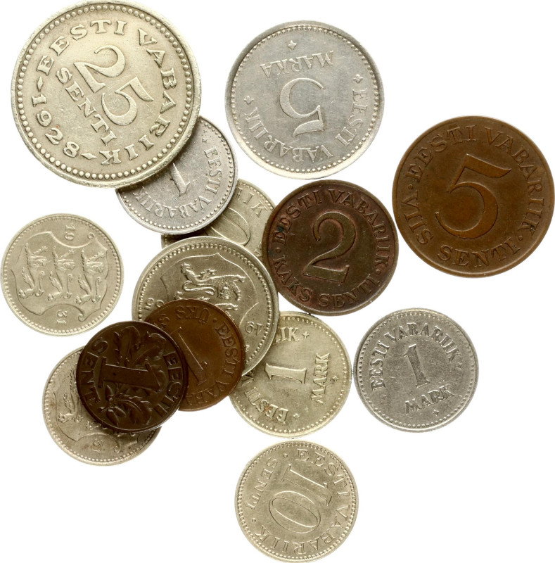 Estonia 1- 5 Marka & 1-25 Senti (1922-1939). Copper-nickel. Nickel brass. Bronze...