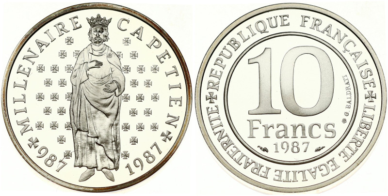 France 10 Francs 1987 1000th Anniversary of Hugo Capet. Obverse Lettering: REPUB...