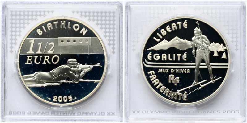 France 1½ Euro 2005 Olympic Winter Games in Turin in 2006. Obverse Lettering: LI...