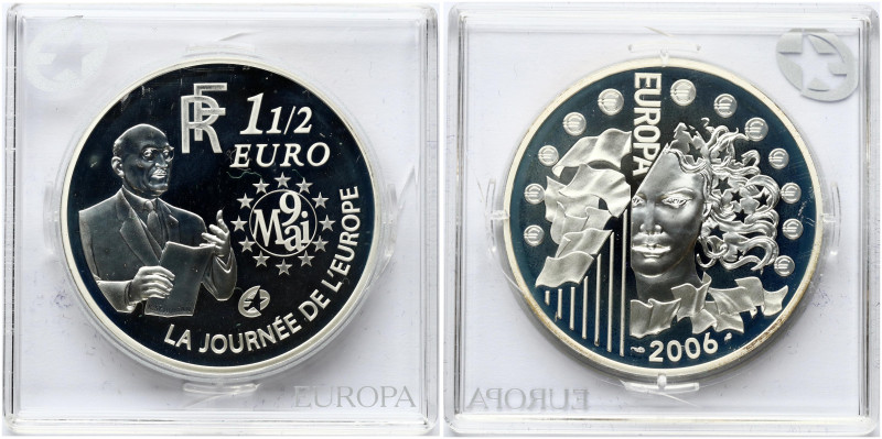 France 1½ Euro 2006 120th Anniversary of the Birth of Robert Schuman. Obverse Le...