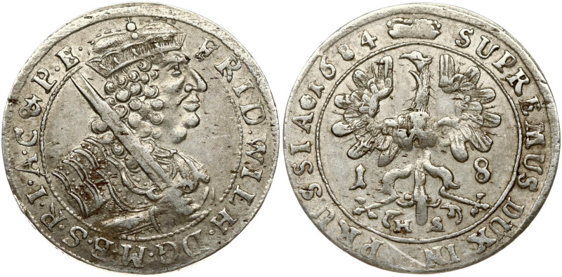 Germany BRANDENBURG 18 Groscher 1684 HS. Friedrich Wilhelm (1640-1688). Obverse:...