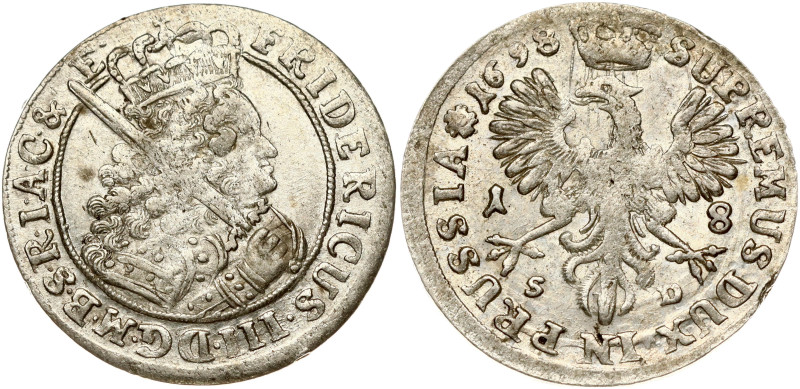 Germany BRANDENBURG 18 Groscher 1698 SD. Friedrich III (1688-1701). Obverse: Bus...