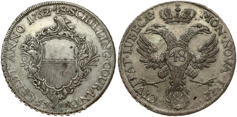 Germany, Lubeck. Courant-Taler (48 Schilling) 1752 JJJ. Silver. Dav. 2420, KM 16...