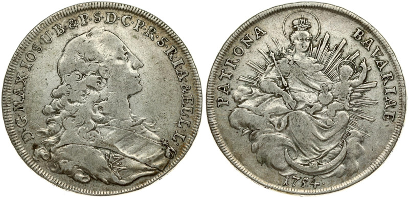 Germany, Bavaria. Maximilian III Joseph (1745-1777). Taler 1754. Silver. Dav. 19...