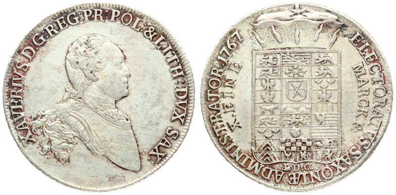 Germany, Saxony. Xaver (1763-1768). Taler 1767 EDC, Leipzig mint. Silver. Dav. 2...