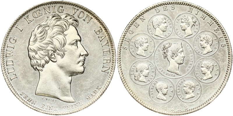 Germany Bavaria 1 Thaler 1828 Blessings of Heaven on Royal Family. Ludwig I (182...