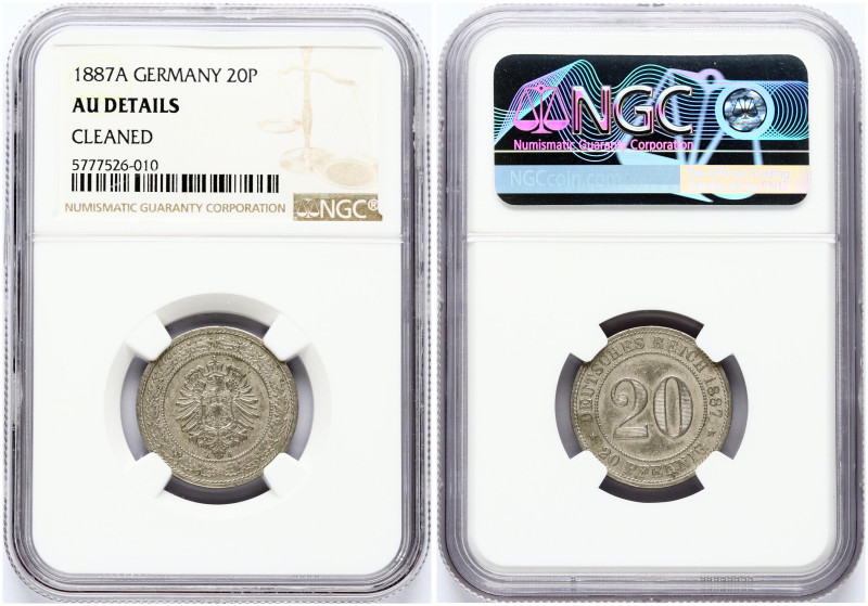 Germany Empire 20 Pfennig 1887A Wilhelm I(1861-1888). Obverse: Crowned Imperial ...