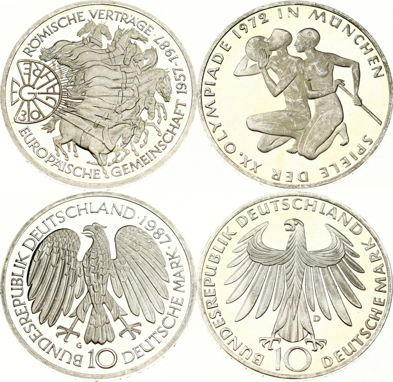 Germany, Federal Republic. 10 Mark 1972 Olympic Games & 10 Mark 1987 Treaty of R...