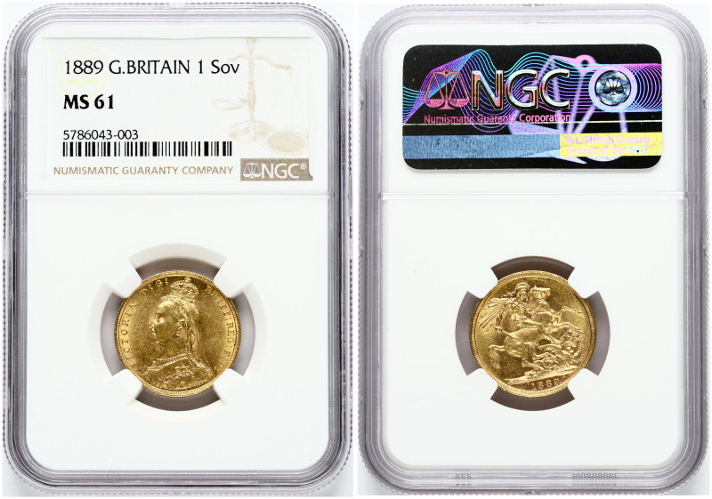 Great Britain. Victoria (1837-1901). Sovereign 1889. Gold 7.99 g. Fr. 392; KM 76...