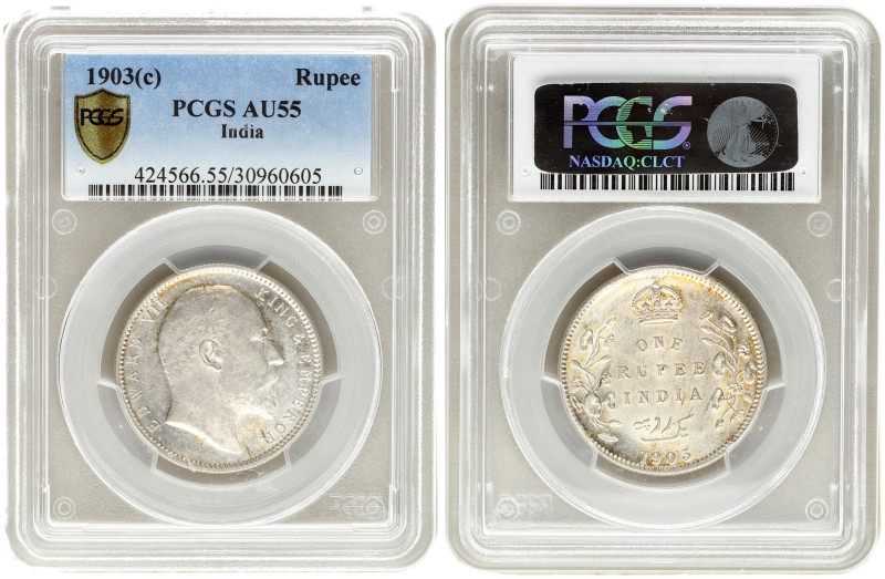 Great Britain India. Edward (1901-1910). Rupee 1903 C Calcutta. Silver. KM 508. ...